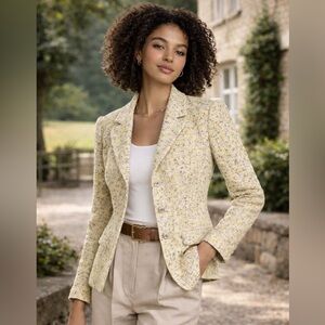 St. John Romee Citron Tweed Knit Blazer | Retail $1,595 | Size 6